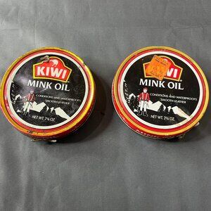 KIWI MINK OIL Lot 2 Tins Conditioner Waterproofs Smooth Discontinued New Old NOS